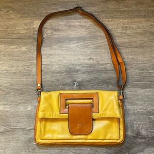I Ponti Firenze Yellow and Tan Leather Crossbody Bag